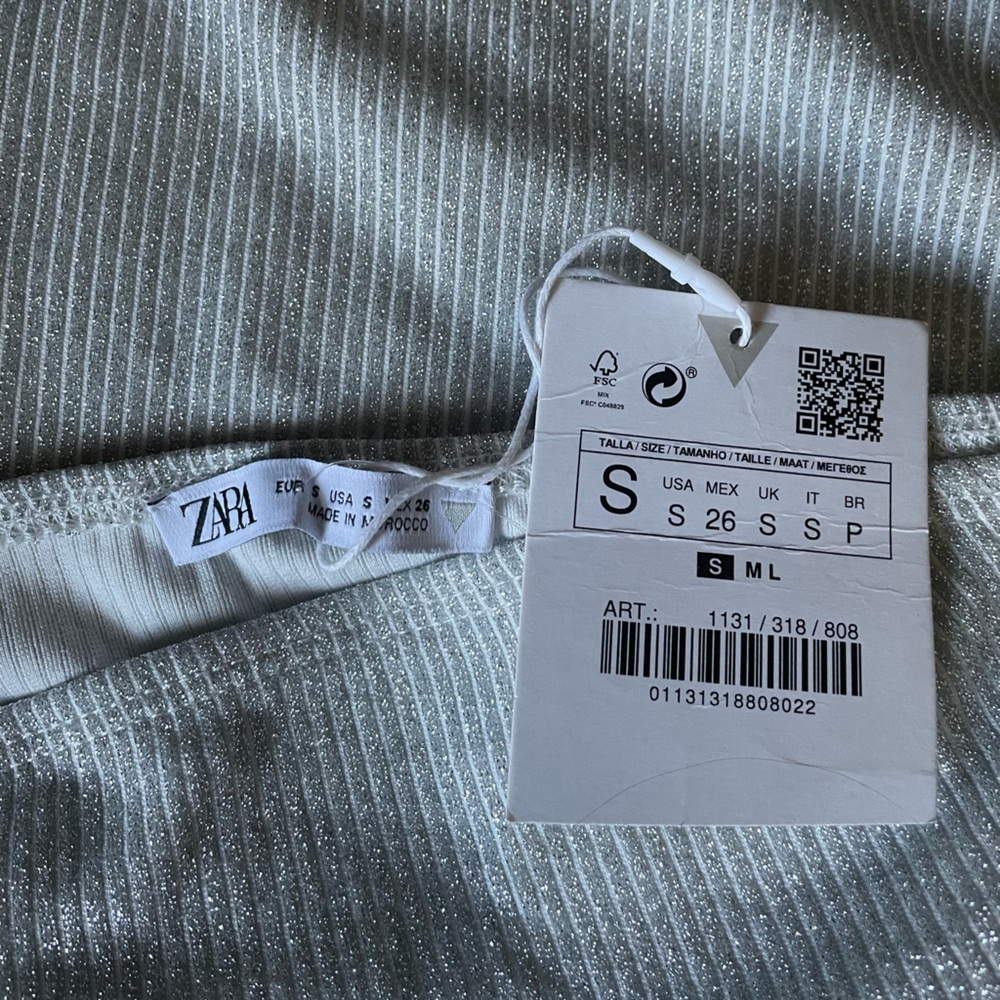 Zara Strapless Silver Ribbed Bodysuit - Picture 3 of 3